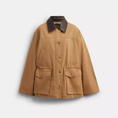 Coach Barn Jacket In Organic Cotton In Brown