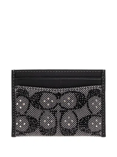 Coach Beaded-detail Card Holder In Black