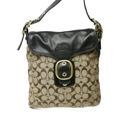 Pre-owned Coach Beige Black Leather Shoulder Bag () In Beige, Black