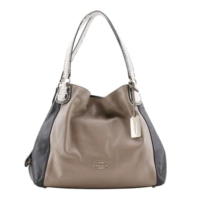 Pre-owned Coach Beige Black Leather Tote Bag ()