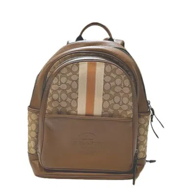 Pre-owned Coach Beige Brown Canvas Leather Backpack () In Beige, Brown