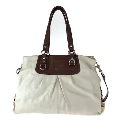 Pre-owned Coach Beige Brown Leather Shoulder Bag Tote Bag ()
