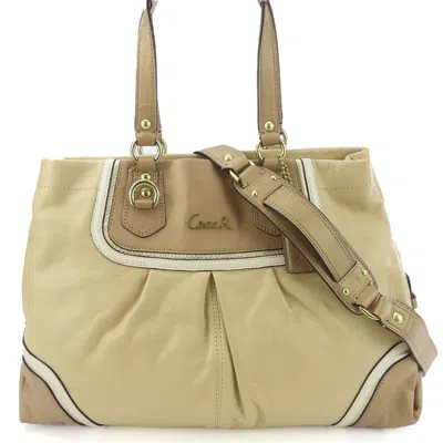 Pre-owned Coach Beige Brown Leather Tote Bag ()