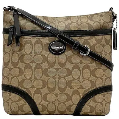 Pre-owned Coach Beige Brown Pvc Leather Shoulder Bag ()