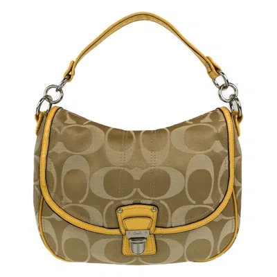 Pre-owned Coach Beige Brown Signature Line Leather Handbag Shoulder Bag ()