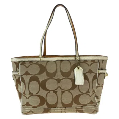 Pre-owned Coach Beige Canvas Handbag Tote Bag ()