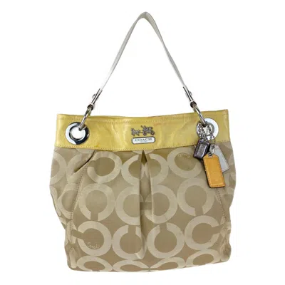 Pre-owned Coach Beige Canvas Leather Handbag Shoulder Bag ()