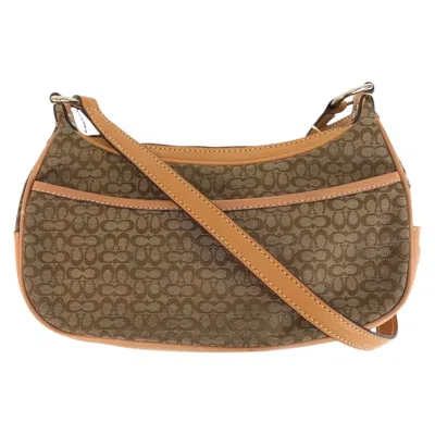 Pre-owned Coach Beige Canvas Leather Pochette Shoulder Bag ()