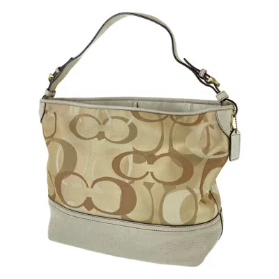 Pre-owned Coach Beige Canvas Leather Shoulder Bag ()