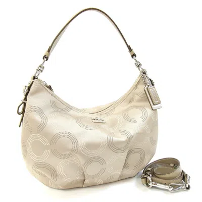 Pre-owned Coach Beige Canvas Leather Shoulder Bag () In Sand