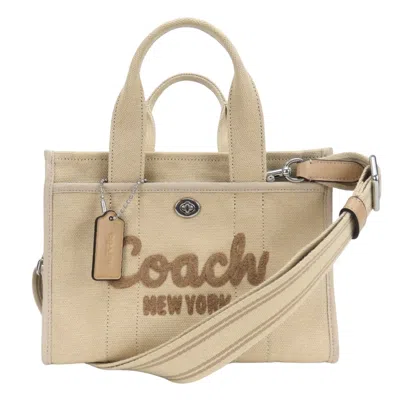 Pre-owned Coach Beige Canvas Leather Tote Bag () In Sand