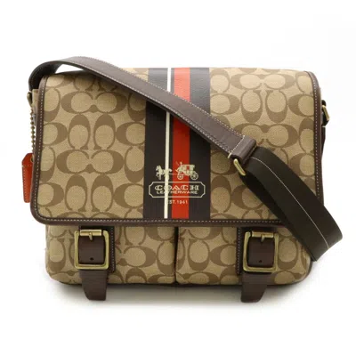 Pre-owned Coach Beige Dark Brown Orange Pvc Leather Shoulder Bag ()