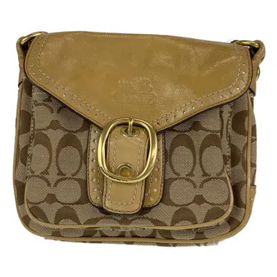 Pre-owned Coach Beige Gold Canvas Pochette Shoulder Bag ()