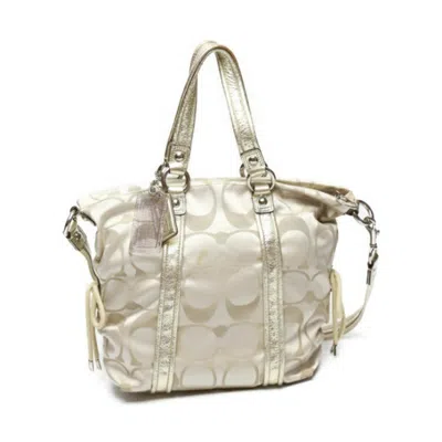 Pre-owned Coach Beige Gold Leather Shoulder Bag Tote Bag () In Beige, Gold