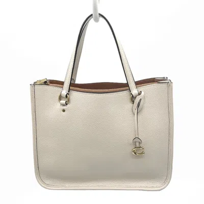Pre-owned Coach Beige Gold Leather Shoulder Bag Tote Bag () In Beige, Gold