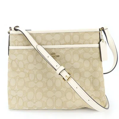 Pre-owned Coach Beige Ivory Canvas Leather Shoulder Bag () In Multi