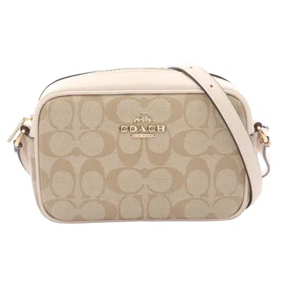 Pre-owned Coach Beige Ivory Coated Canvas Leather Shoulder Bag () In Multi