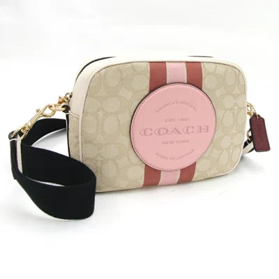 Pre-owned Coach Beige Ivory Jacquard Leather Pochette Shoulder Bag () In Beige, Ivory