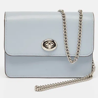 Coach /beige Leather And Signature Coated Canvas Bowery Chain Shoulder Bag In Blue