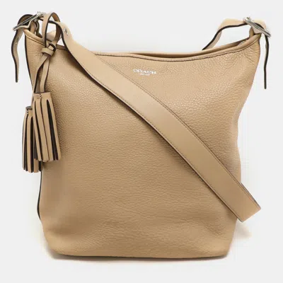 Pre-owned Coach Beige Leather Bleecker Hobo In Sand