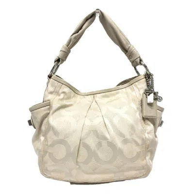 Pre-owned Coach Beige Leather Canvas Handbag Shoulder Bag ()
