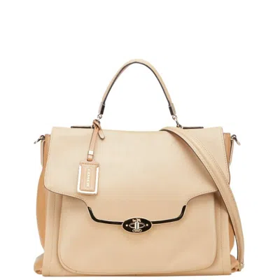 Pre-owned Coach Beige Leather Handbag Shoulder Bag () In Sand