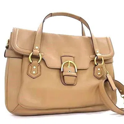 Pre-owned Coach Beige Leather Handbag Shoulder Bag () In Sand