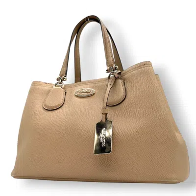 Pre-owned Coach Beige Leather Handbag Tote Bag () In Sand