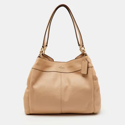 Pre-owned Coach Beige Leather Lexy Shoulder Bag In Sand