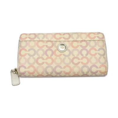 Pre-owned Coach Beige Leather Long Wallet (bi-fold) () In Sand