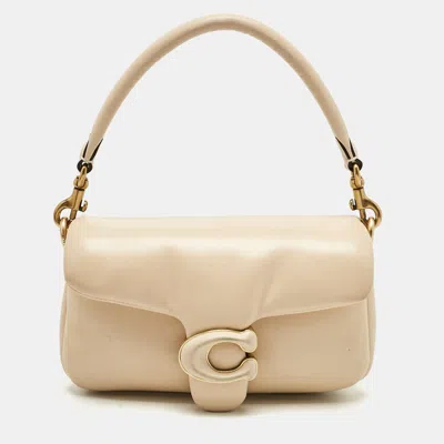 Coach Beige Leather Tabby Pillow 18 Shoulder Bag In Neutral