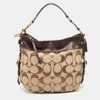 COACH COACH /BEIGE SIGNATURE CANVAS AND LEATHER BUCKLE HOBO