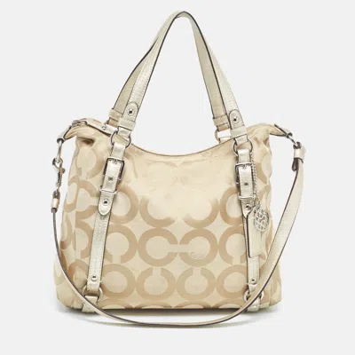 Pre-owned Coach Beige Signature Canvas Shoulder Bag