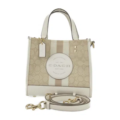 Pre-owned Coach Beige Signature Line Leather Handbag Shoulder Bag ()
