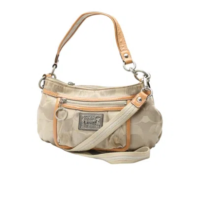 Pre-owned Coach Beige Signature Line Shoulder Bag () In Sand
