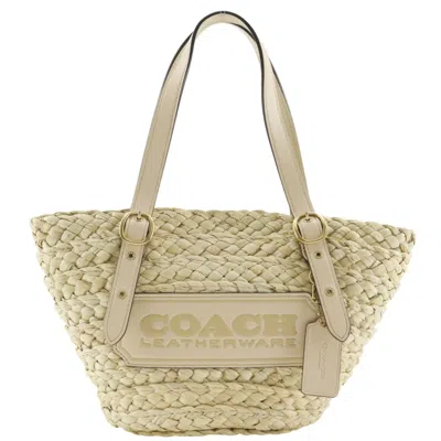 Pre-owned Coach Beige Straw Leather Tote Bag ()