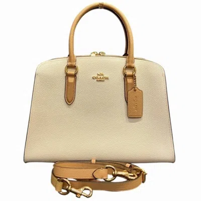 Pre-owned Coach Beige White Leather Handbag Shoulder Bag () In Beige, White