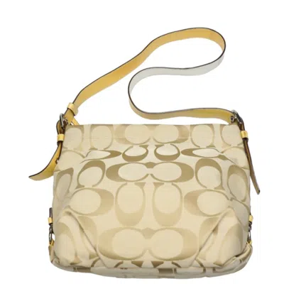 Pre-owned Coach Beige Yellow Canvas Shoulder Bag () In Multi