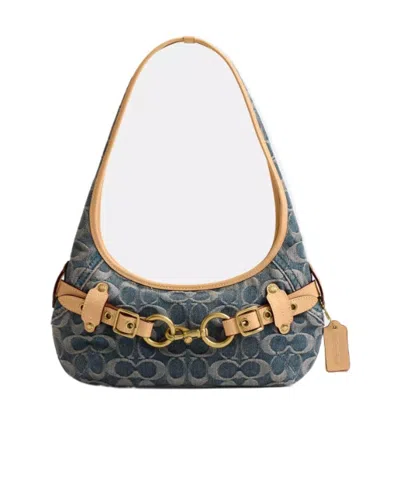 Coach Belted Ergo Shoulder Bag 26 In Signature Regenerative Cotton Denim In Blue