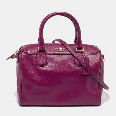 Coach Bennett Mini Purple Leather Satchel In Brown