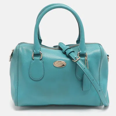 Coach Bennett Mini Turquoise Leather Satchel In Blue
