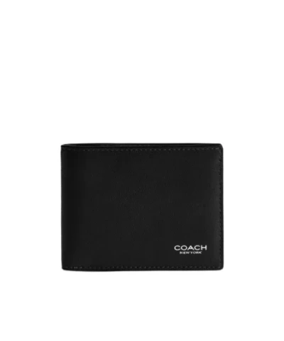 Coach Bi-fold Leather Wallet In Black
