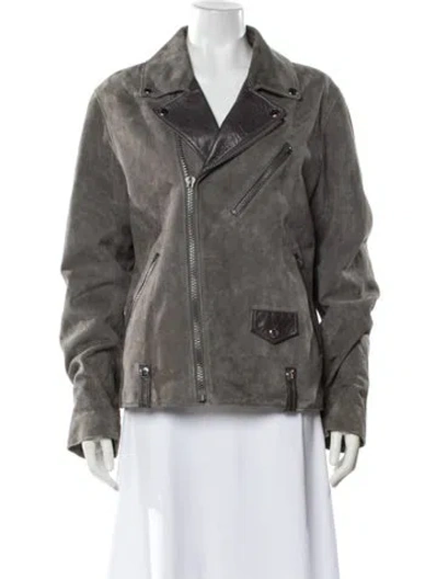 Pre-owned Coach Biker Jacket In Gray