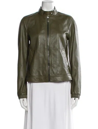 Pre-owned Coach Biker Jacket In Green