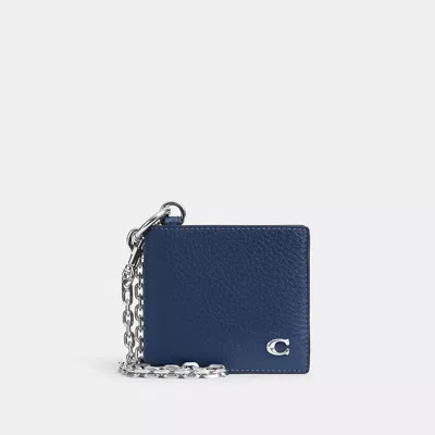 Coach Billfold Wallet With Chain In Deep Blue
