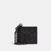 Coach Billfold Wallet With Chain In Signature Canvas In Black