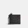 Coach Billfold Wallet With Chain In Signature Canvas In Charcoal Signature