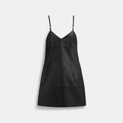 Coach Short Leather Dress In Black