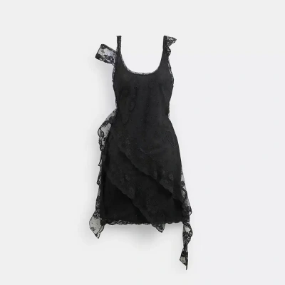 Coach All Over Lace Mini Dress In Black