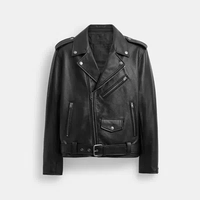 Coach Leather Moto Jacket In Black